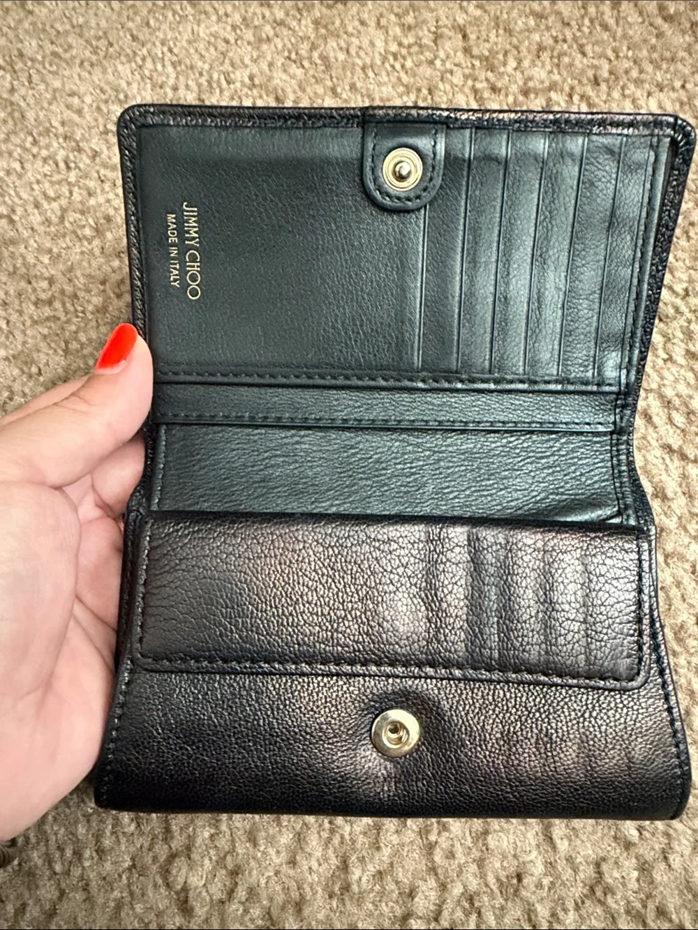 Jimmy Choo Black Leather Card Holder with Gold Logo